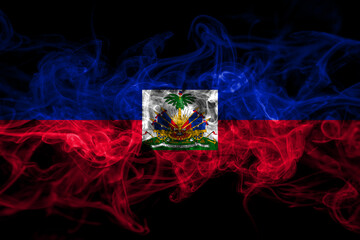 Haiti smoke flag isolated on black background