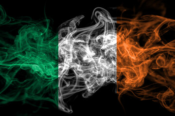 Ireland, Irish smoke flag isolated on black background