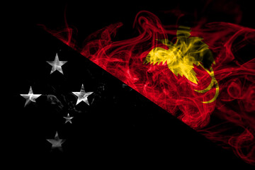 Papua New Guinea smoke flag isolated on black background
