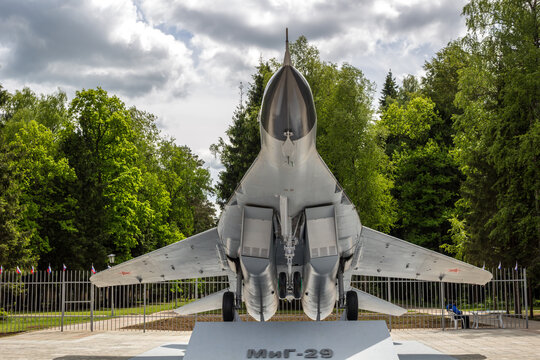 Krivskoe, Russia - June 2017: A monument in the form of a MiG-29 fighter aircraft
