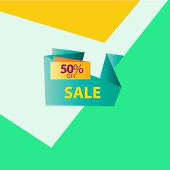Sale 50% off Best Offer Label Discount Vector Template Design Illustration