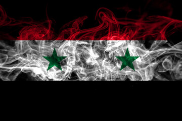 Syria, Syrian smoke flag isolated on black background