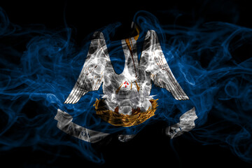 United States of America, America, US, USA, American, Louisiana smoke flag isolated on black background