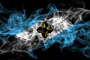 United States of America, America, US, USA, American, Madison, Wisconsin smoke flag isolated on black background