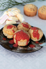 
Homemade muffins with different fillings