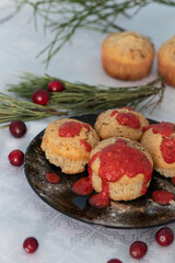 
Homemade muffins with different fillings