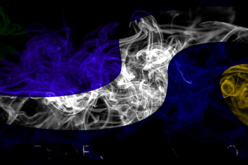 Naklejka premium United States of America, America, US, USA, American, Sacramento, California smoke flag isolated on black background