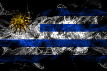 Uruguay, Uruguayan smoke flag isolated on black background