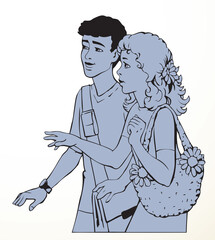 Boy and girl. Vector drawing