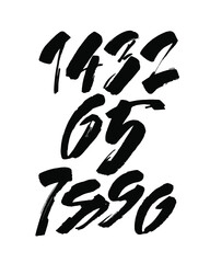 vector set of calligraphic acrylic or ink numbers. ABC for your design, brush lettering on a white background
