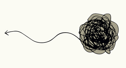 Unravel the tangled tangle. Vector drawing