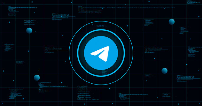Telegram logo icon on technology futuristic background