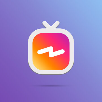 Igtv Logo, Social Media Icon. TV Icon. 3D Render Background