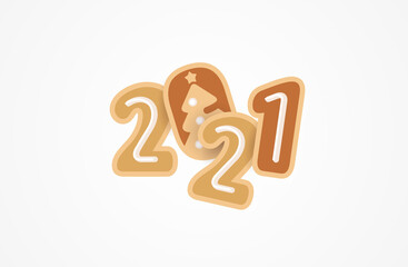 2021 Happy New Year logo text biscuit.