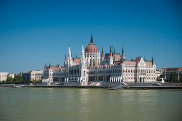 Fototapeta na wymiar Hungarian Parliament in Budapest by Danube.