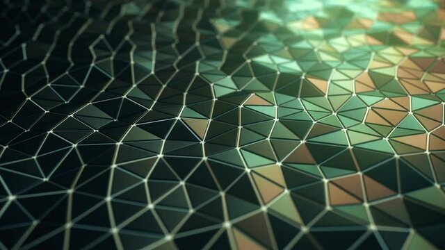 Moving green triangular plates, looping 3D animation