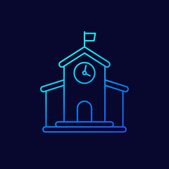 municipal building line icon, vector