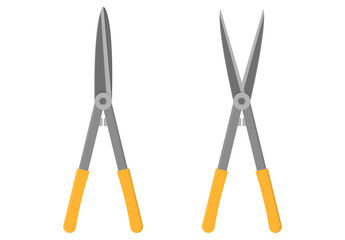 Gardening scissors isolated on white background. Gardening tools. Vector illustration in cartoon style for your design.