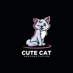 Cat cartoon cute illustration logo design