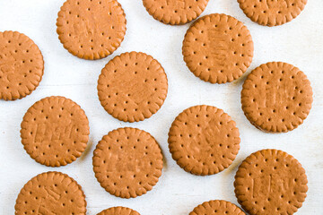 Cookies on the white background, sweet pastry dessert