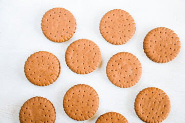 Cookies on the white background, sweet pastry dessert