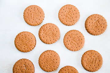 Hit cookies on the white background, sweet pastry dessert