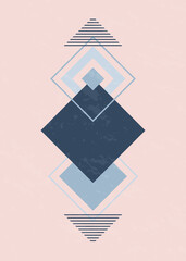 Trendy minimal poster with abstract triangle wall art. Vector illustration