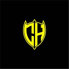 the initial letter of the shield logo C H is yellow.