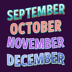 days week months seasons lettering collection
