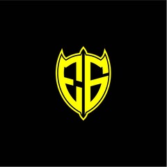 the initial letter of the shield logo E G is yellow.