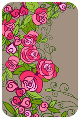 Floral card, invitation, banner template with empty space. Vector, abstract pattern