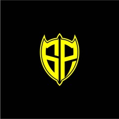 the initial letter of the shield logo G P is yellow.
