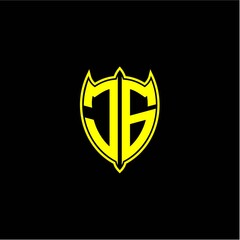 the initial letter of the shield logo J G is yellow.