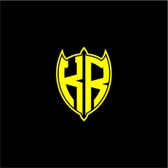 the initial letter of the shield logo K R is yellow.
