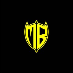 the initial letter of the shield logo M B is yellow.