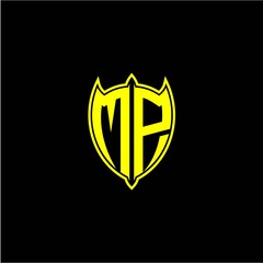 the initial letter of the shield logo M P is yellow.