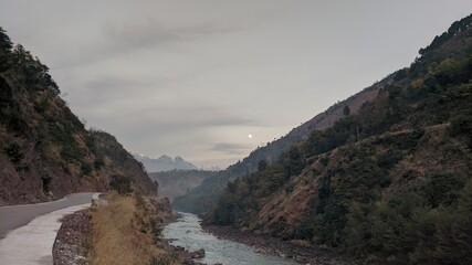 Full moon Evening landscape
