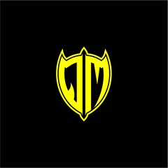 the initial letter of the shield logo Q M is yellow.