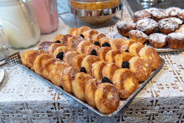 delicious curd cakes in the smorgasbord