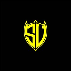 the initial letter of the shield logo S V is yellow.