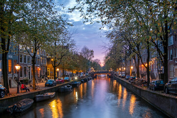 Fototapeta premium Cityscenic at the Keizersgracht in Amsterdam the Netherlands at night