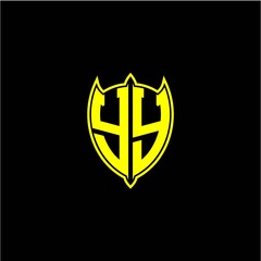 the initial letter of the shield logo Y Y is yellow.