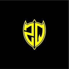 the initial letter of the shield logo Z Q is yellow.