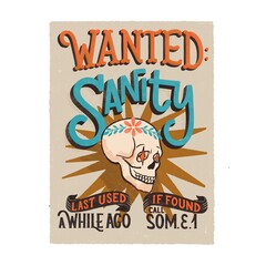 Lettering poster in American western style - Wanted Sanity