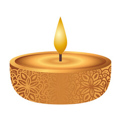 wooden diwali candle decorative icon vector illustration design