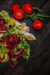 vegetables on a wooden board