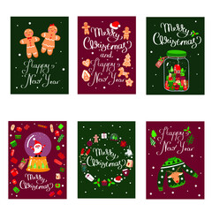
merry christmas and new year card set