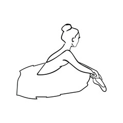 sitting ballerina in contour on the white background
