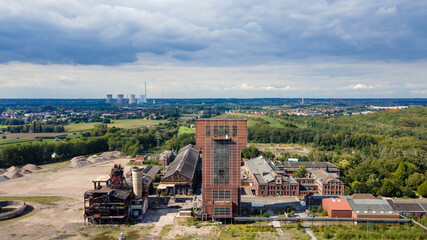 Der Hammelkopfturm der Zeche Heinrich-Robert in Hamm - Drohnenperspektive Architekturfotografie