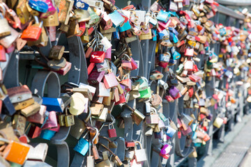 Love lock on a bridge in Paris
